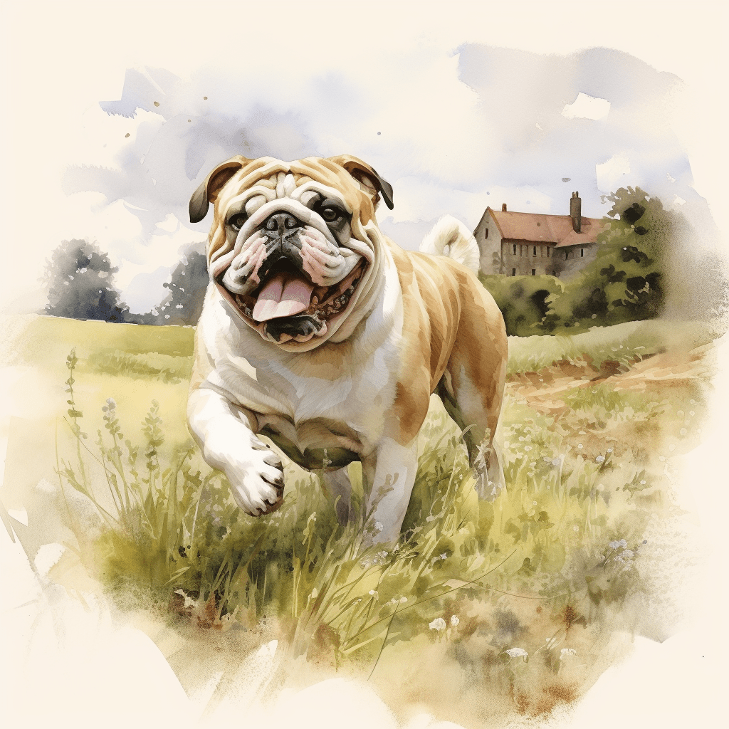 Bulldog playing watercolour copyright sigsigmundo