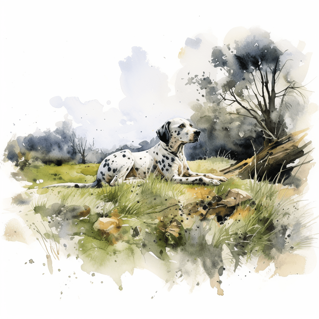 Dalmatian lying watercolour copyright sigsigmundo