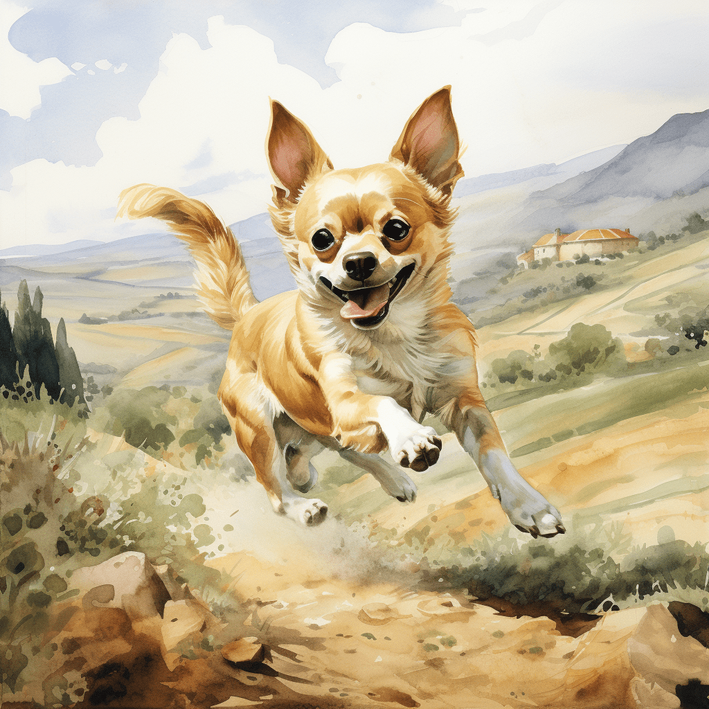 Chihuahua running watercolour copyright sigsigmundo