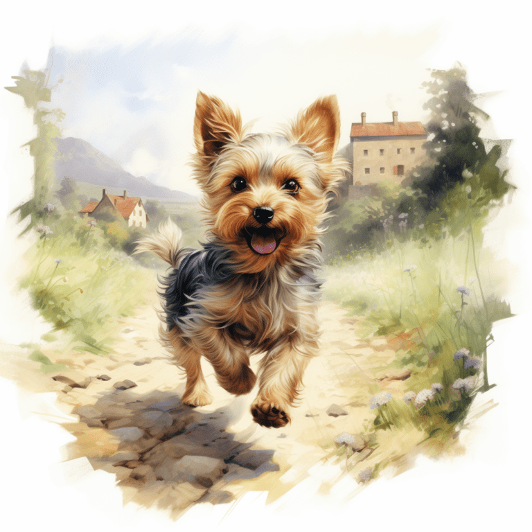Yorkshire Terrier running watercolour copyright sigsigmundo