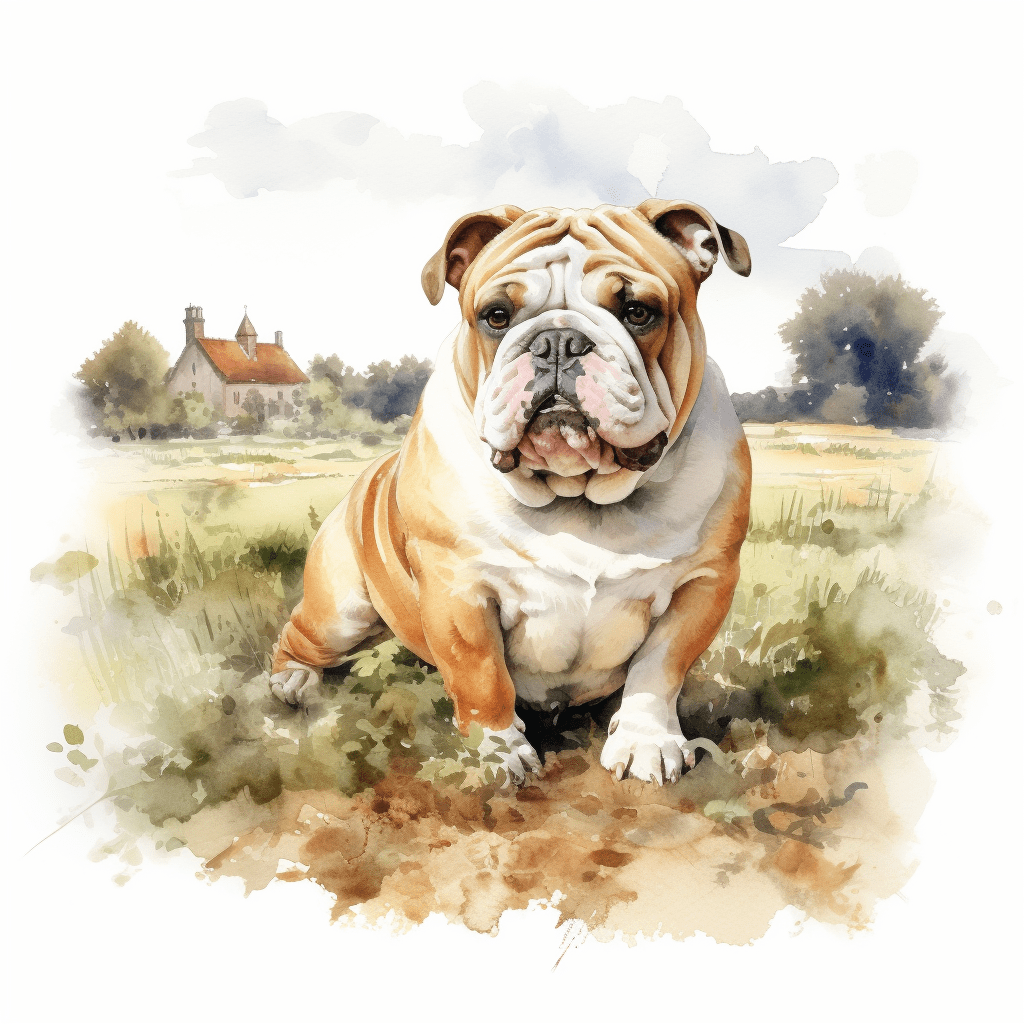 Bulldog sitting watercolour copyright sigsigmundo