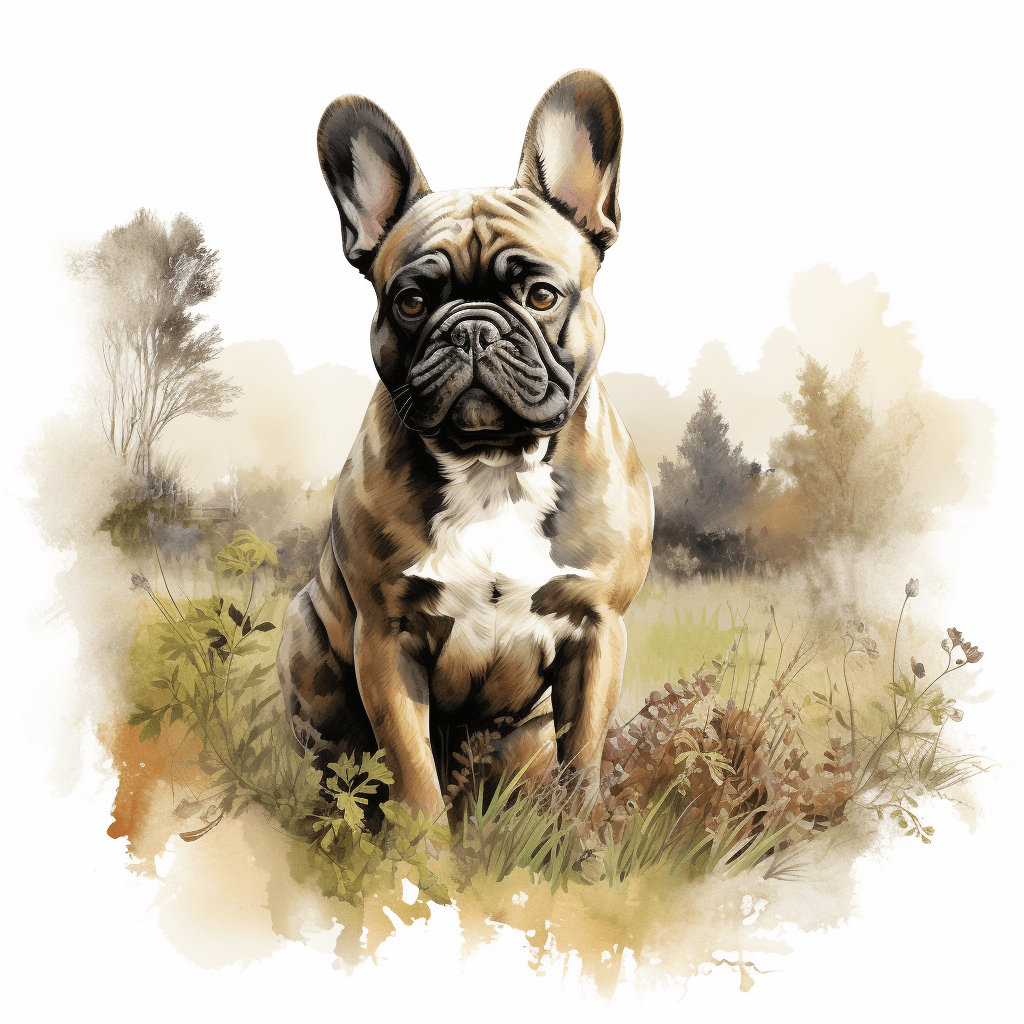 French Bulldog full body angle portrait watercolour copyright sigsigmundo