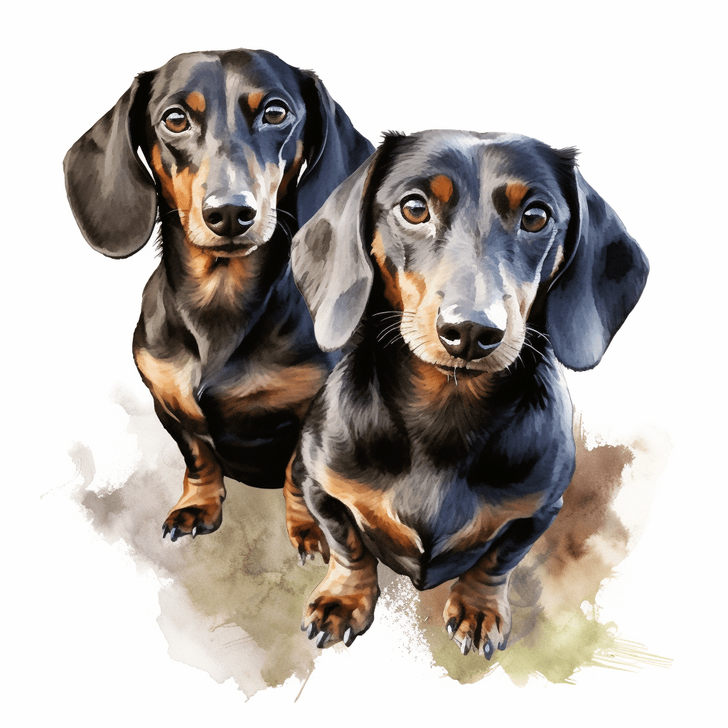 two dachshunds watercolour copyright sigsigmundo
