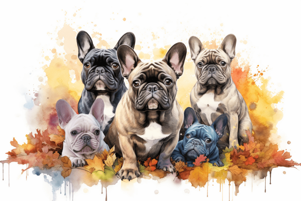 French Bulldog group of many watercolour copyright sigsigmundo