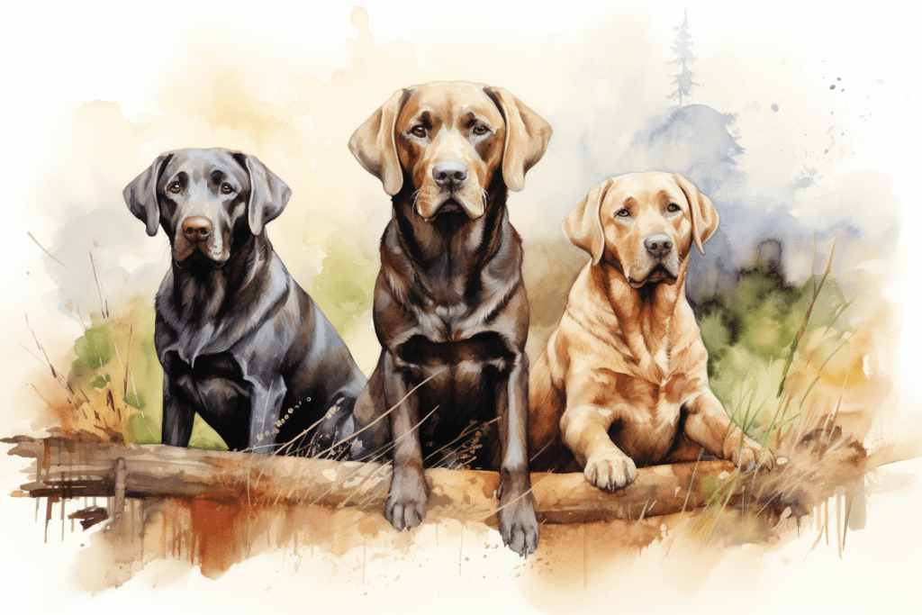 group of Labradors watercolour copyright sigsigmundo