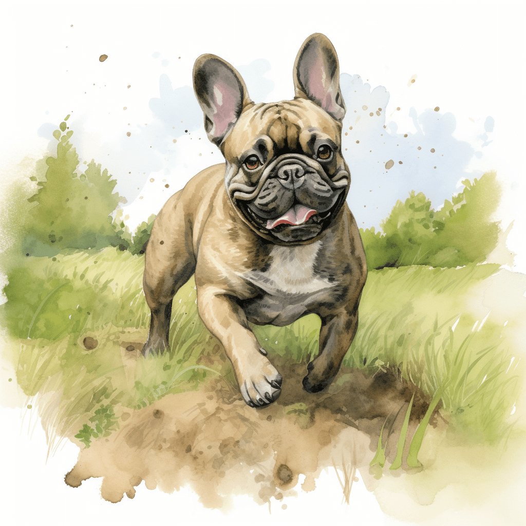 French Bulldog playing watercolour copyright sigsigmundo
