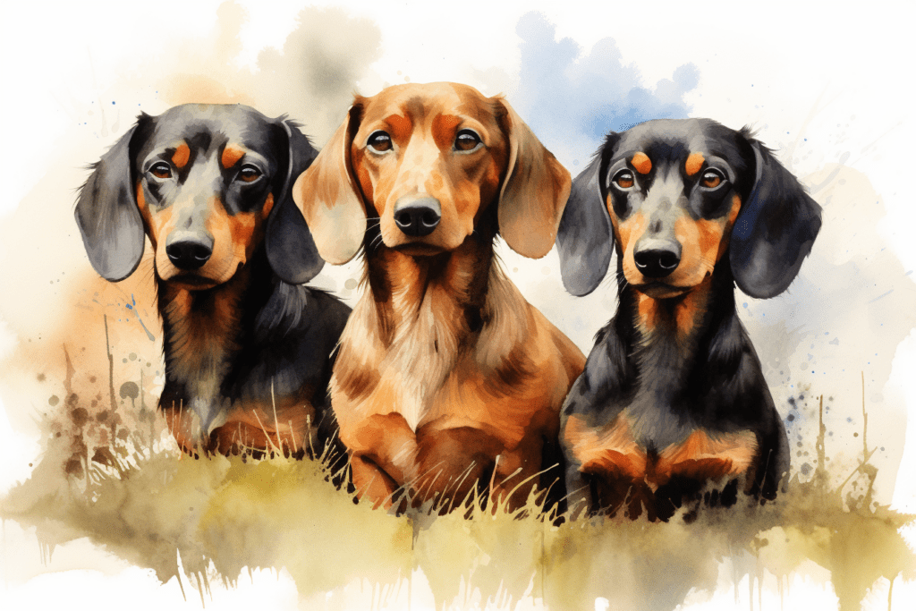 group of dachshund watercolour copyright sigsigmundo