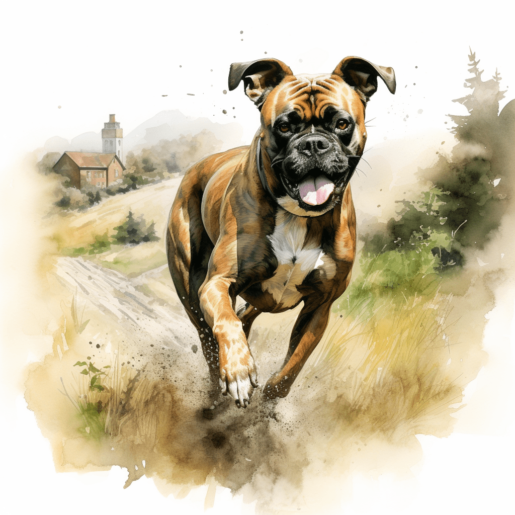 Boxer running watercolour copyright sigsigmundo