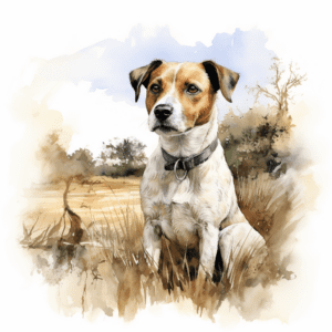 Jack Russell Terrier sitting watercolour copyright sigsigmundo
