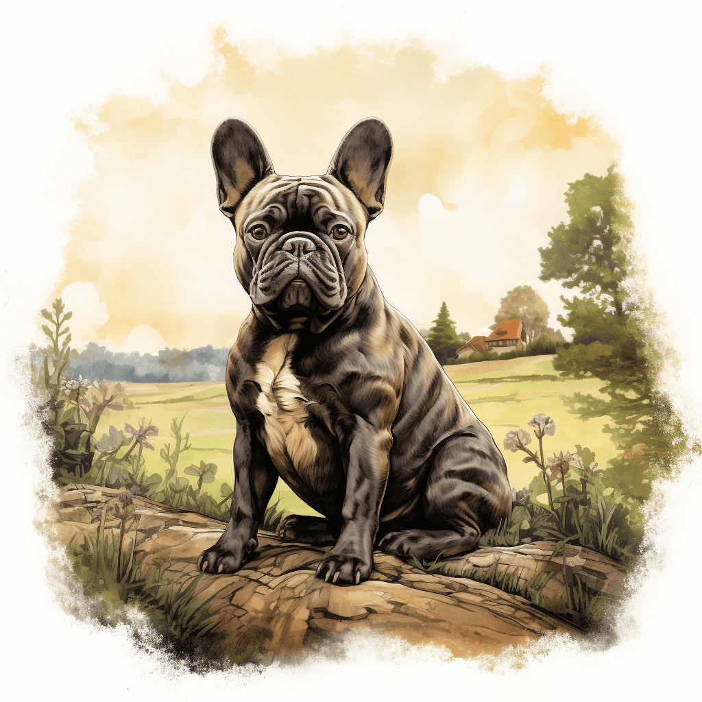 French Bulldog sitting watercolour copyright sigsigmundo