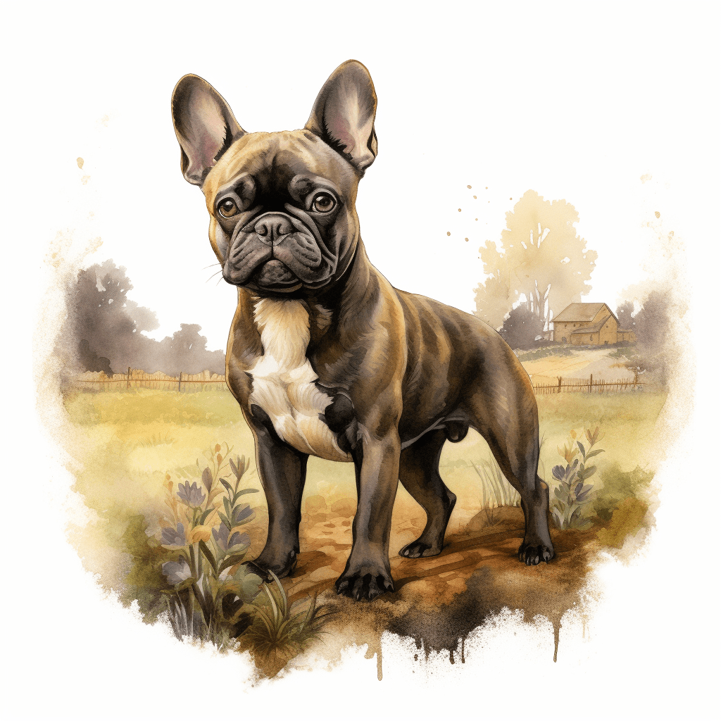 French Bulldog standing watercolour copyright sigsigmundo